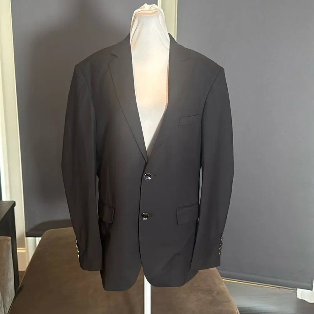 Men’s Black 2 Piece Slim Fit Suit Prom Party Formal Size 38 Jacket 32 Pants